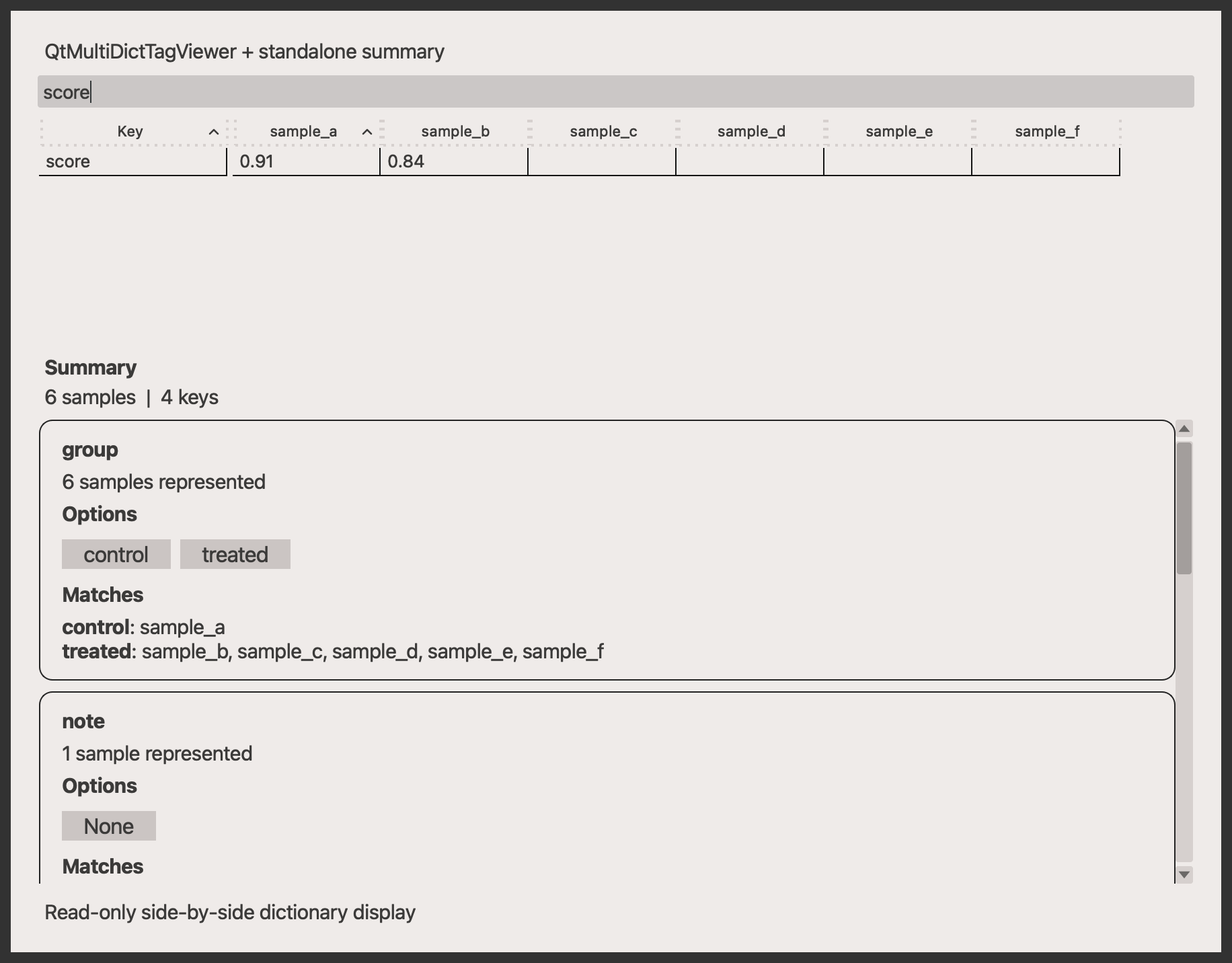 qt multi dict tag viewer