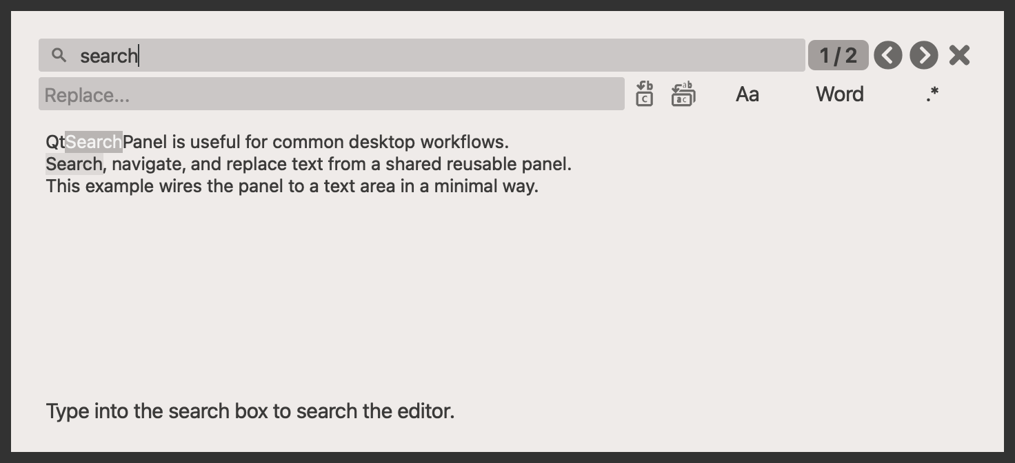 qt search panel